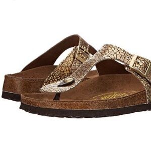 Birkenstock gizeh by papillio cassis crack gold leather L7